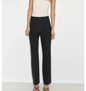 Zara Black Flared Side Slit Trousers thumbnail 2