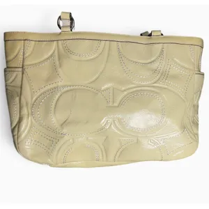 Coach Gallery Signature C Stitched Patent Leather Tote Butter Yellow Bag thumbnail 4