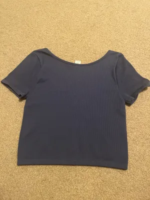 Navy blue short length crop top  thumbnail 2