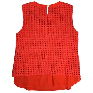 J.Crew Womens Red Eyelet‎ Sleeveless Top G3451 Size 4 Cotton Shell thumbnail 2