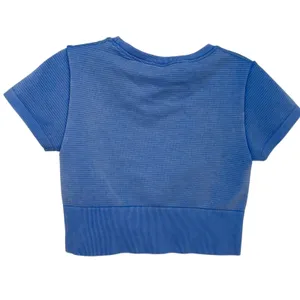 OFFLINE by Aerie Crop Top Womens‎ Small Blue Ribbed Seamless Activewear Yoga Gym thumbnail 4