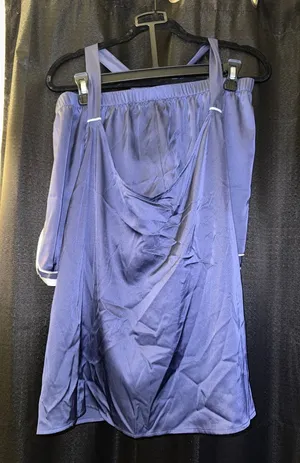 Lavender Blue Satin Slip Shorts Sleep Set (Only have Large now) thumbnail 1
