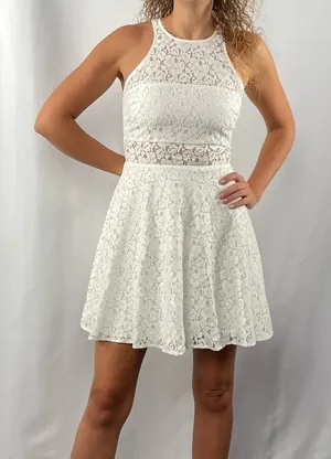 Likely Sleeveless Lace Fit & Flare Mini Dress in White Size 0‎ thumbnail 1