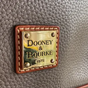 Dooney and Bourke Taupe Elephant Gray Pebbled Leather Shoulder Bag thumbnail 2
