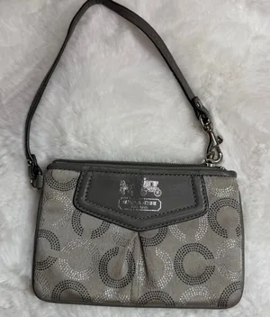 COACH Gray Silver Signature Canvas Wristlet thumbnail 1