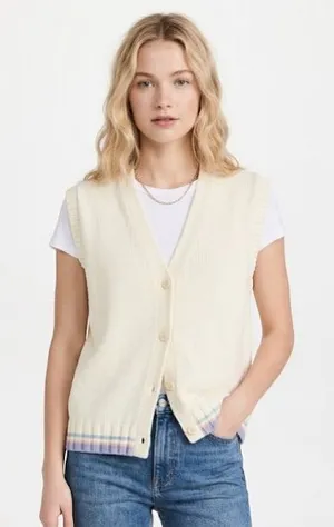 Zara knit preppy button down sweater cardigan sleeveless size large new with tag thumbnail 1