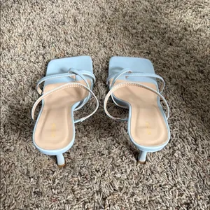 Pretty Little Thing Pastel Blue Square Toe Heels thumbnail 6