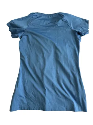 Nike Women’s Blue V-Neck Dri-FIT Tee with Neon Yellow Swoosh thumbnail 2
