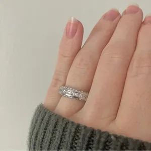 925 Channel Set Pave Silver Diamond Ring Vintage “Liene” Round Band Classic Mens Jewelry thumbnail 15