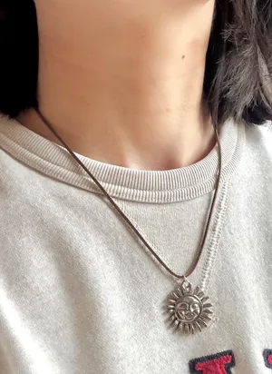 Handmade stainless steel sun boho retro vintage style necklace☀️ thumbnail 3