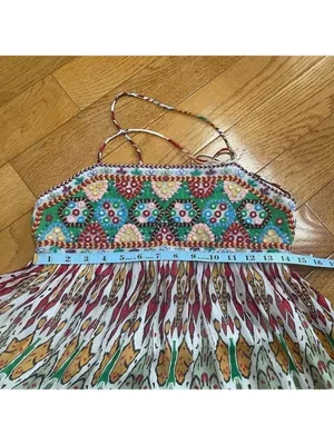ZARA Chiffon Printed Strappy Embroidered Dress Open Back Sequins multicolor XS thumbnail 13