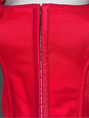 Sexy Red Corset Style Crop Top Lace Up Bow women’s size Small thumbnail 4