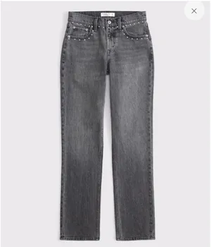 Abercrombie & Fitch Grey Studded Jeans thumbnail 2