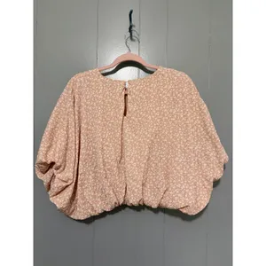 English Factory Pink Floral Cotton Candy Cropped Puffy Feminine Blouse S thumbnail 6