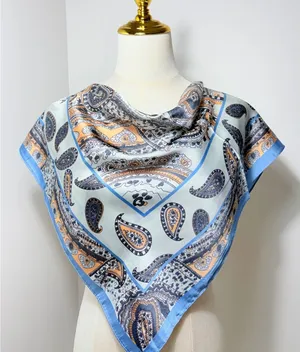 Elegant Blue and Beige Paisley Scarf - Lightweight Fashion Accessory thumbnail 1