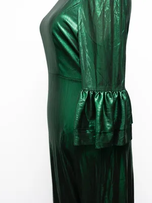 Pomander Place - Emerald Crinkle Lurex Lillith Maxi Dress thumbnail 12