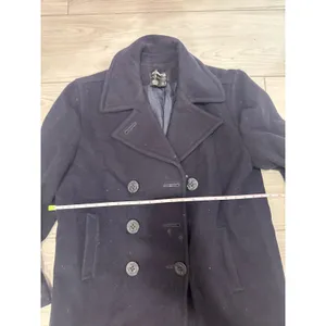 Liz Claiborne Classics Black / Navy Blue Double Breasted Pea Coat Women Small thumbnail 2