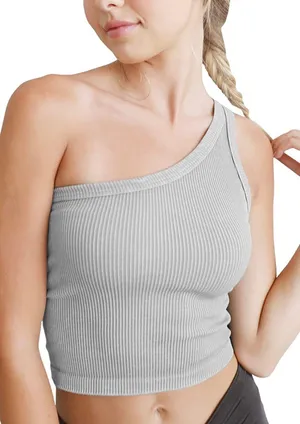 NIKIBIKI Women Seamless Vintage One Shoulder Crop Top thumbnail 1