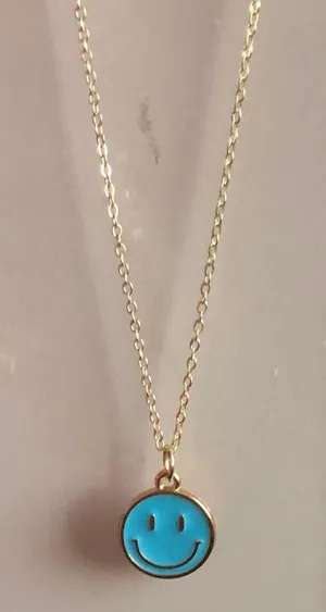 blue smiley face necklace  thumbnail 1