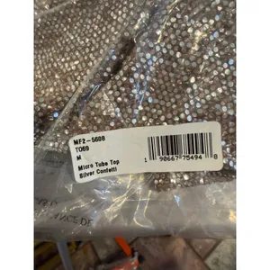 Show Me Your Mumu Womens Micro Tube Top Silver Confetti Sequined Strapless M NEW thumbnail 3