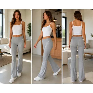 Hollister Flare Yoga Pants Womens Small Short Gray Heathered Stretch Lounge thumbnail 2