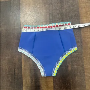 Kiini Crochet Trim High Waisted Bikini Bottom Blue Size S thumbnail 5