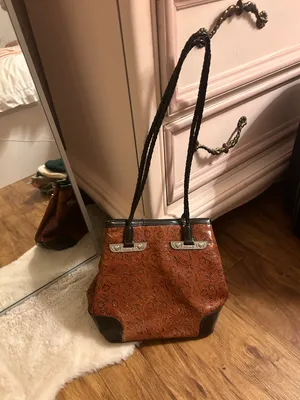 vintage brown floral patterned purse thumbnail 3