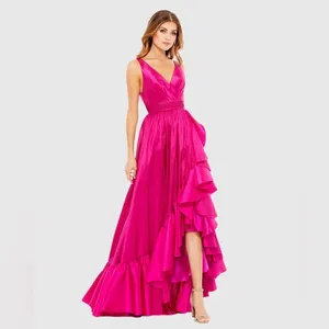 MAC DUGGAL 67835 Pink Taffeta High Low Ruffle Gown Dress thumbnail 3