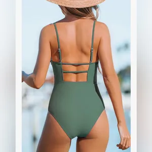 Cupshe NEW Swimsuit 1 Pc Bathing Suit Square Neck Cutout Back Tummy Control M thumbnail 2