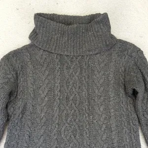Lauren Jeans Co Ralph Lauren Gray Cable Knit Cotton‎ Blend Turtleneck Sweater L thumbnail 3
