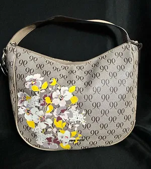 Nine West Women’s Floral Accent Beige Shoulder Bag thumbnail 1
