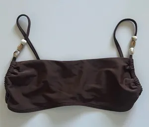 {Abercrombie & Fitch} Brand New Brown Bandeau Beaded Bikini Top thumbnail 1