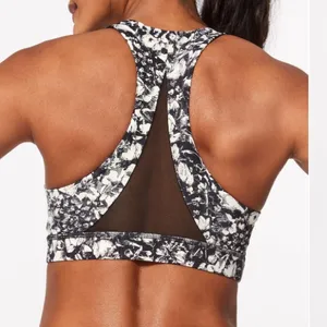 lululemon athletica invigorate Floral Print Sports Bra 8 black white thumbnail 2