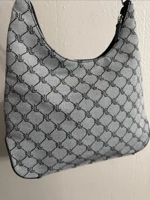 Ralph Lauren Gray Monogram Shoulder Bag with Black Trim thumbnail 5