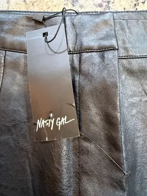 Nasty Gal Black Wide-Leg Faux Leather Pants thumbnail 4