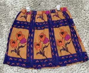 Maeve Anthropologie Womens XS Mini Skirt Floral Sequin Boho Poppy Purple Orange thumbnail 1