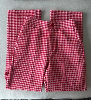 Mango red gingham pants  thumbnail 1