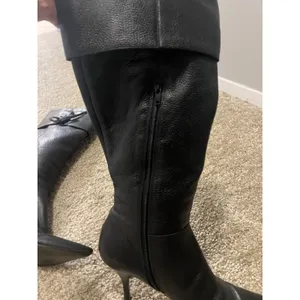 matisse boots 8.5 Knee High Corset Detail Pointy Toe Zipper Closure Blk Leather thumbnail 12