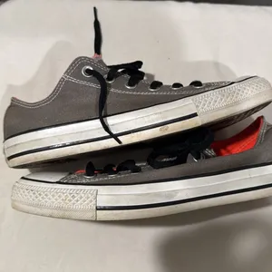 Converse Unisex Low-Top All-Star Sneakers – Gray/Black with Orange – Size 6M/8W thumbnail 6