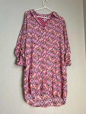 Lounge affair pink boho festival nightgown L thumbnail 1