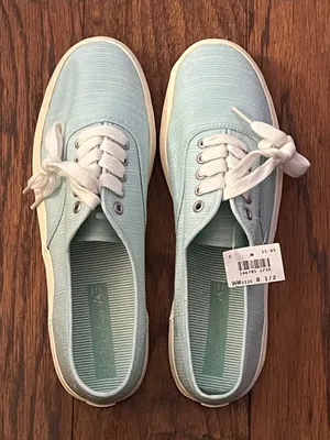 American Eagle Light Blue Canvas Lace-Up Sneakers thumbnail 7