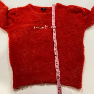 bebe Red Fuzzy Logo Sweater Size L Soft Long Sleeve Pullover thumbnail 5