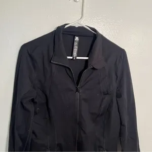 90 Degree by Reflex Women's Sz Large Full Zip Runner Jacket Black Stretch Pocket thumbnail 4