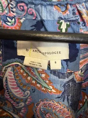 Anthropologie Blue Floral Print Mini Dress thumbnail 3