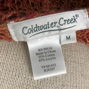 Coldwater Creek Hooded Sweater Size Medium Orange Loose Knit Cover Up Tunic thumbnail 4