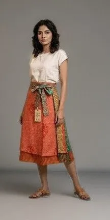 Wevez Clothing Skirt Women One Size Silk Blend Reversible Wrap Boho NWT thumbnail 1