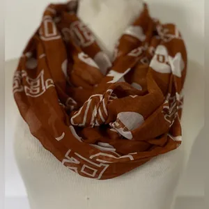 UT Austin Texas Sheer Infinity Scarf One Size Burnt Orange Longhorns Love thumbnail 2