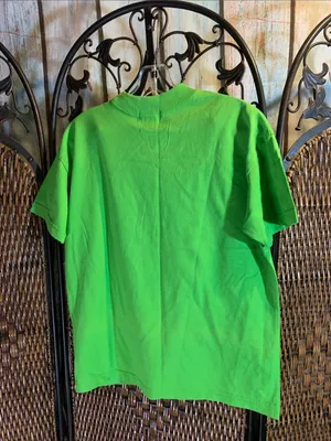 Vintage Esprit Lime Green Embroidered T-Shirt Size OS Teen thumbnail 4