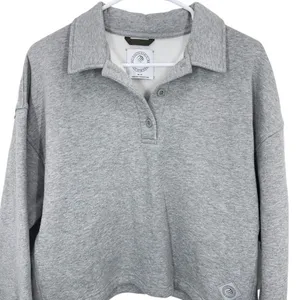 MPG Sport Grey Collared Pullover‎ Sweatshirt Cropped Boxy Athleisure Size Medium thumbnail 2