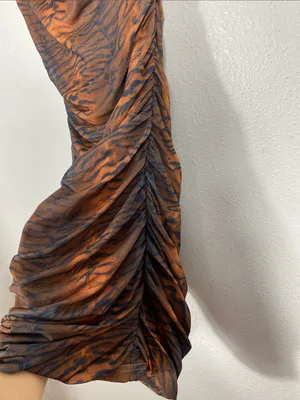 Princess Polly Brown Tiger-Print Ruched Mini Dress Size 2 thumbnail 7
